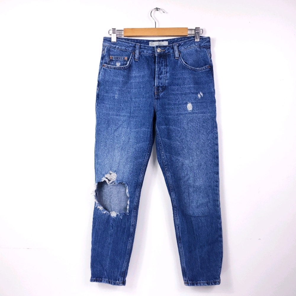 Topshop MOTO Hayden Distressed Skinny Blue Jeans